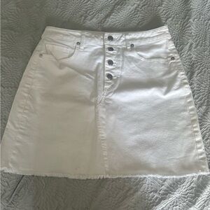 LOFT White A-Line Button-Front Denim Skirt